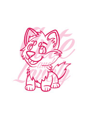 hand drawn dog illustration with text cute and lovely for t-shirt design