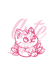 hand drawn dog illustration with text cute and lovely for t-shirt design