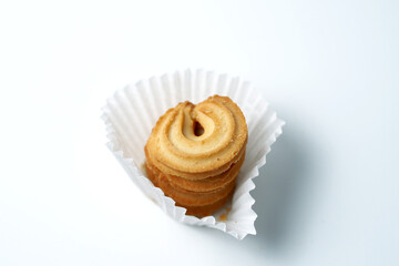A stack of butter cookies. Isolated on white background. Perfect for commercial usages.