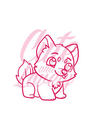 hand drawn dog illustration with text cute and lovely for t-shirt design
