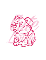 hand drawn dog illustration with text cute and lovely for t-shirt design