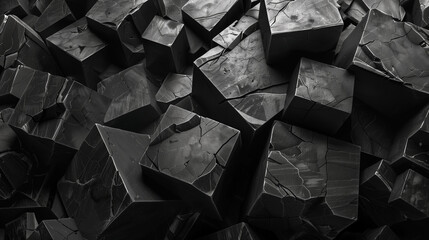 abstract background with black rock cubes, modern 3d wallpaper, business background 