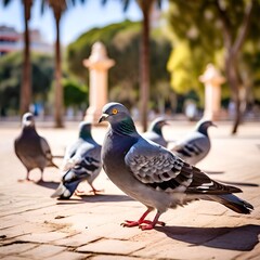 Fototapeta premium pigeons on the street