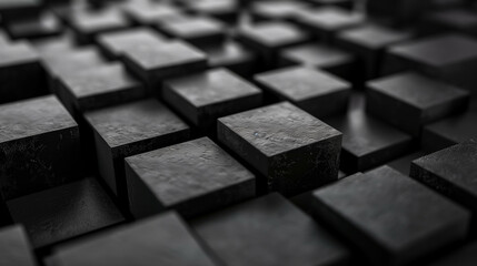 abstract background with black rock cubes, modern 3d wallpaper, business background 
