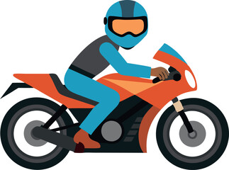 Vector illustration showing a person riding a motorcycle wearing full protective gear. Perfect for concepts of transportation, safety, and motor sports.