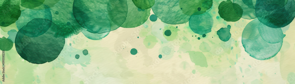 Poster abstract watercolor background with green tones and circular patterns. perfect for creative projects
