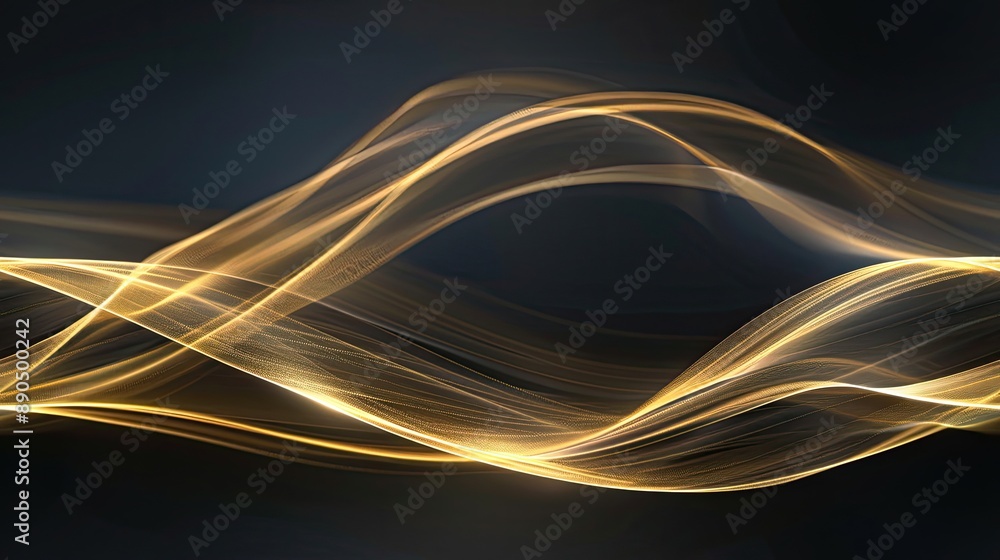 Aufkleber abstract background of a black fabric with gold accents. the fabric is arranged in a wavy pattern se