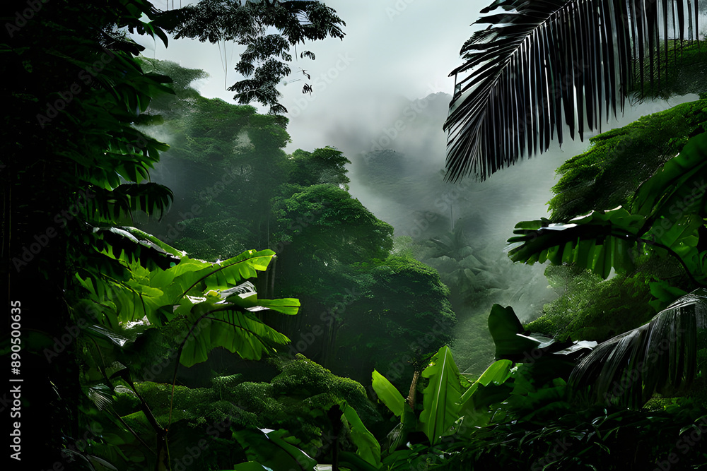 Poster waterfall in the jungle