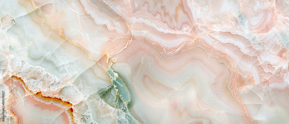 Poster elegant marble texture. a soft and delicate marble pattern in light peach and green shades creating 