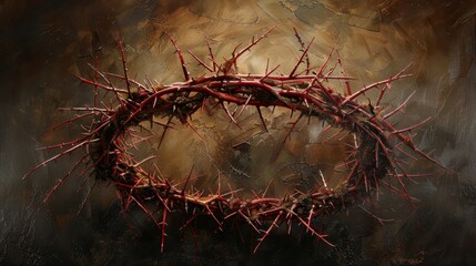 The crown of thorns, a symbol of Jesus' suffering, transforms into the crown of glory representing his triumph over death and resurrection, highlighting the significance of Passion Week. 