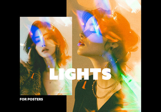 Retro Lights Poster Photo Effect Mockup With Generative AI