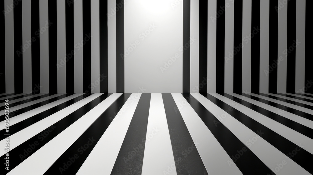 Poster black and white striped room. abstract room with vertical and horizontal stripes creating a bold pat