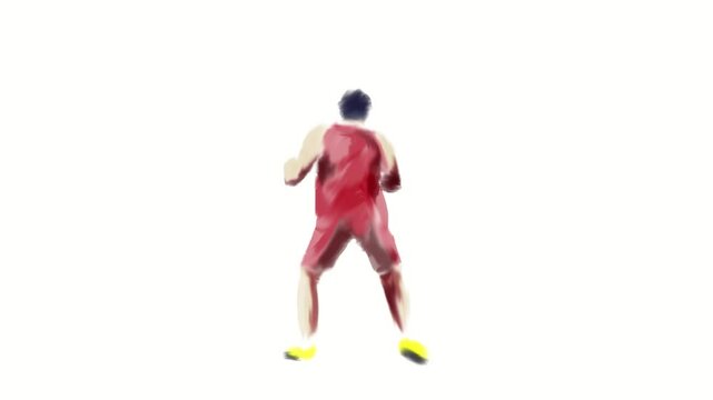 Fuzzy animation of hammer throw athlete in action