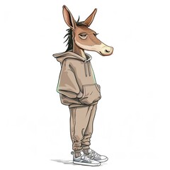 Mule Athleisure animal fashion cartoon isolated whitebackground