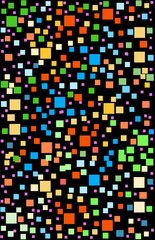 Abstract background with colorful square dot motif on black