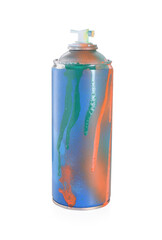 One can of bright spray paint isolated on white