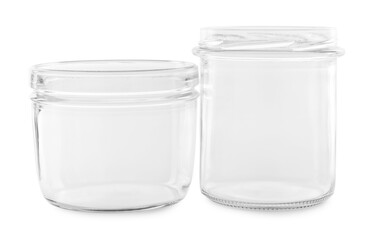 One empty glass jar isolated on white