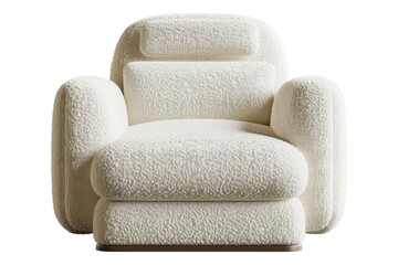 White boucle armchair isolated on transparent background