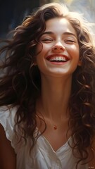 Fototapeta premium portrait of happy girl smile face