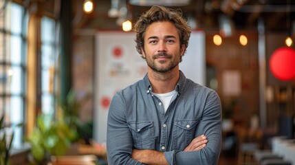 Fototapeta premium Urban chic gentleman enjoying the vibe of a hipster espresso bar