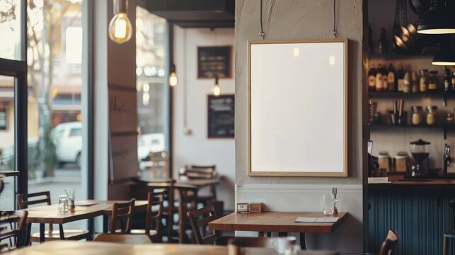 Empty Coffee Shop Menu Board Blank Mockup Present Your Cafa Menu. coffee Generative Ai