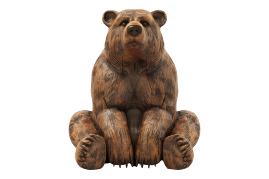 Wooden bear isolated on transparent background