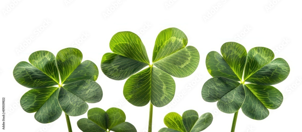 Poster Four-Leaf Clover Trio on White Background