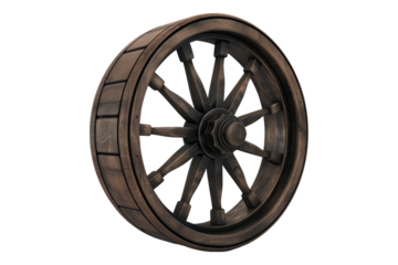 Wooden car wheel isolated on transparent background