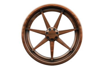 Wooden car wheel isolated on transparent background