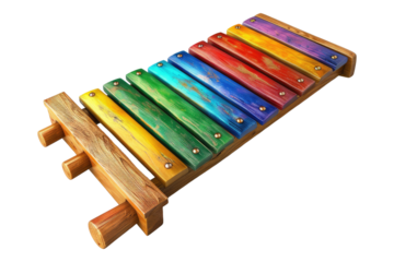 wooden colorful xylophone isolated on transparent background