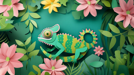 decoration paper craft animal on background