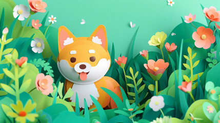 decoration paper craft animal on background