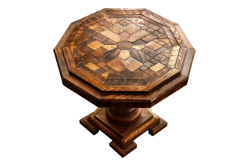 Wooden Hexagonal chess table isolated on transparent background