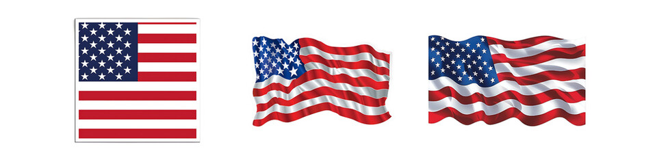 American flag stickers isolated on transparent background, 
