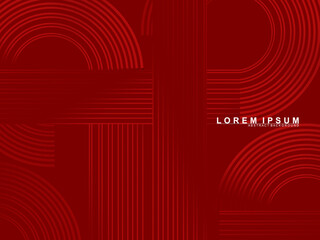 Abstract luxury curved lines overlapping dark red background. Premium award design template.