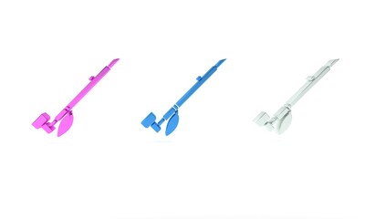 Colorful Native American indian smoking pipe icon isolated on white background. Minimalism concept. 3D render illustration