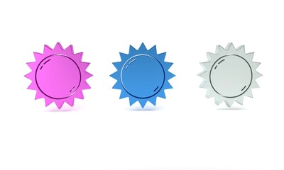 Colorful Sun icon isolated on white background. Summer symbol. Good sunny day. Minimalism concept. 3D render illustration