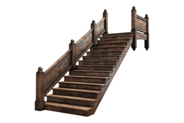 Wooden staircase profile isolated on transparent background