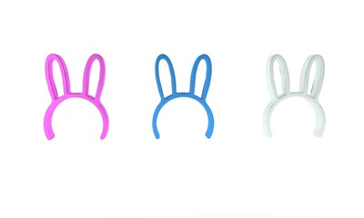 Colorful Mask with long bunny ears icon isolated on white background. Minimalism concept. 3D render illustration