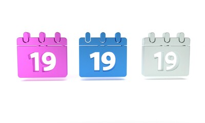 Colorful Calendar with Happy Easter icon isolated on white background. Spring Christian Holiday symbol. Minimalism concept. 3D render illustration