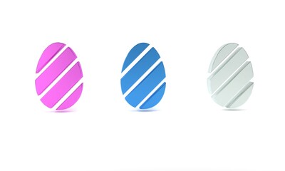 Colorful Easter egg icon isolated on white background. Happy Easter. Minimalism concept. 3D render illustration