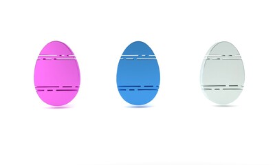 Colorful Easter egg icon isolated on white background. Happy Easter. Minimalism concept. 3D render illustration