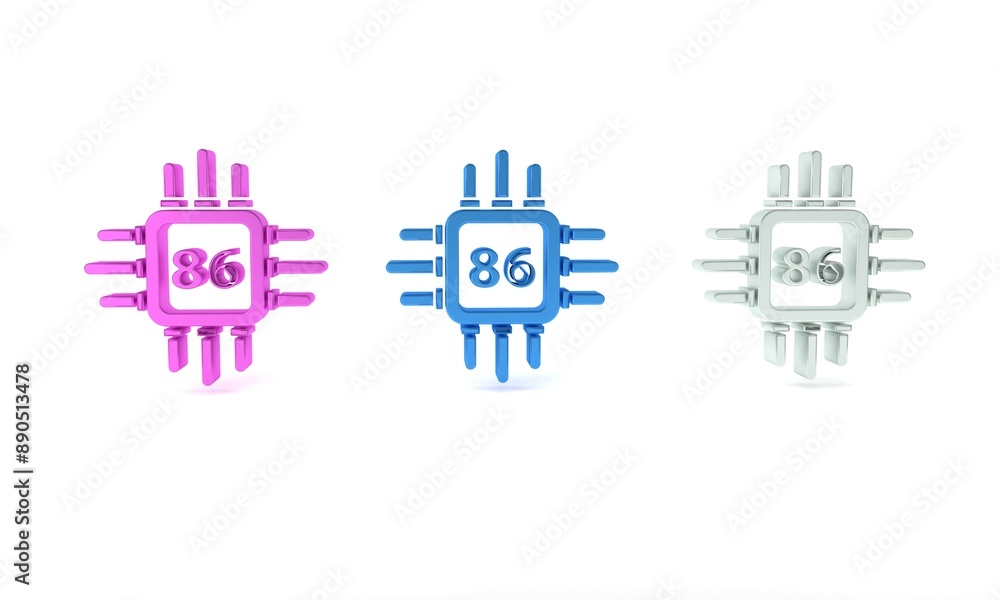 Aufkleber colorful computer processor with microcircuits cpu icon isolated on white background. chip or cpu wi