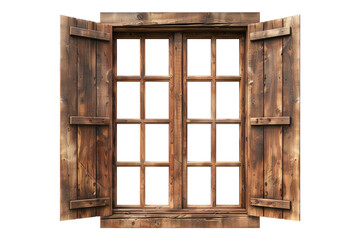Wooden window isolated on transparent background