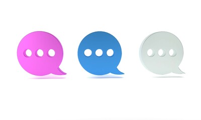 Colorful Speech bubble chat icon isolated on white background. Message icon. Communication or comment chat symbol. Minimalism concept. 3D render illustration
