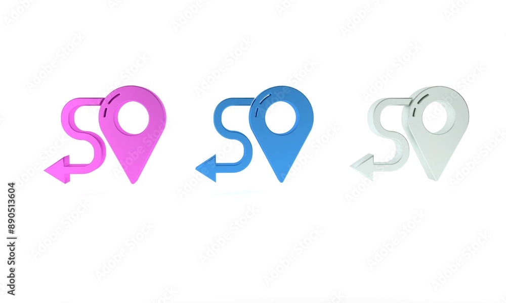 Poster colorful route location icon isolated on white background. map pointer sign. concept of path or road