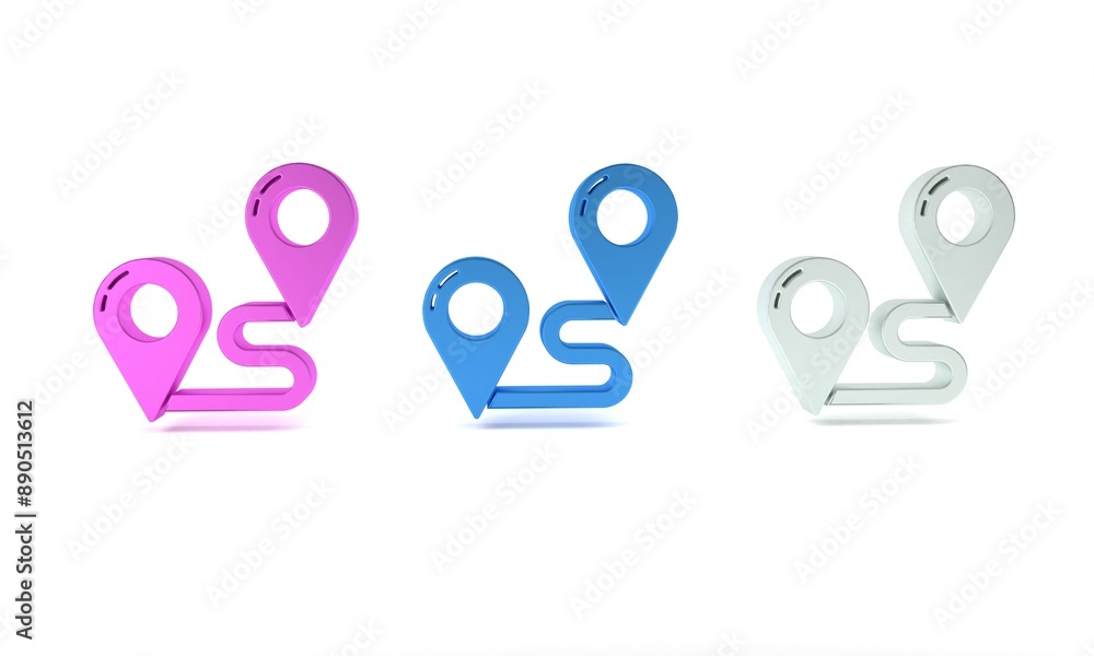 Poster colorful route location icon isolated on white background. map pointer sign. concept of path or road