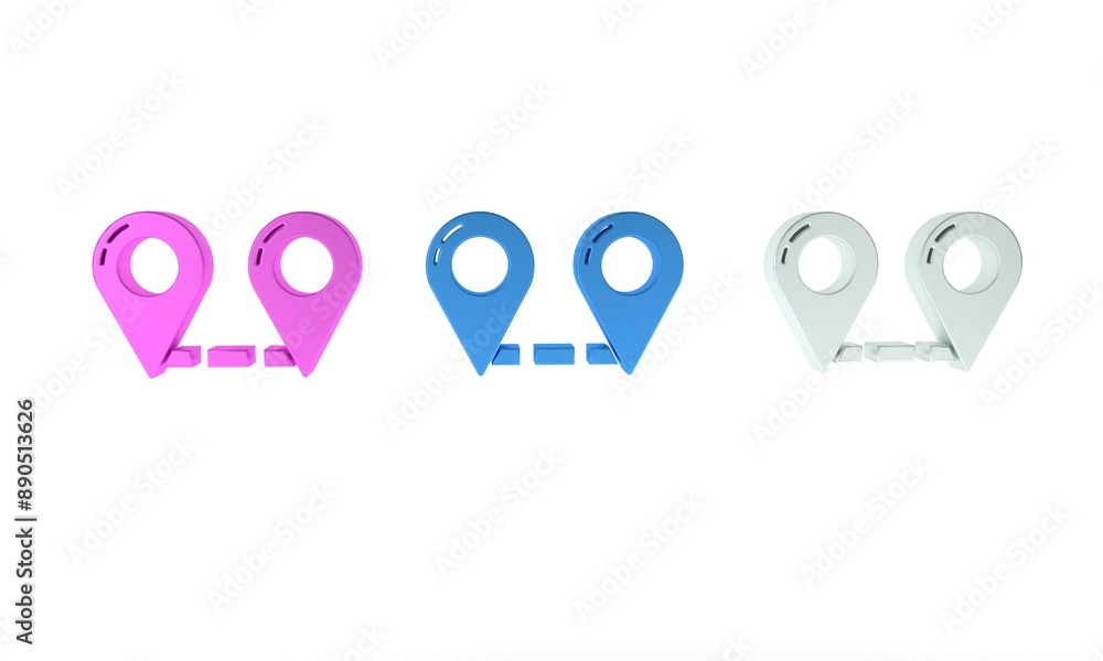 Poster colorful route location icon isolated on white background. map pointer sign. concept of path or road