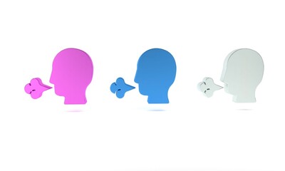 Colorful Man coughing icon isolated on white background. Viral infection, influenza, flu, cold symptom. Tuberculosis, mumps, whooping cough. Minimalism concept. 3D render illustration.