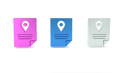 Colorful Document tracking marker system icon isolated on white background. Parcel tracking. Minimalism concept. 3D render illustration